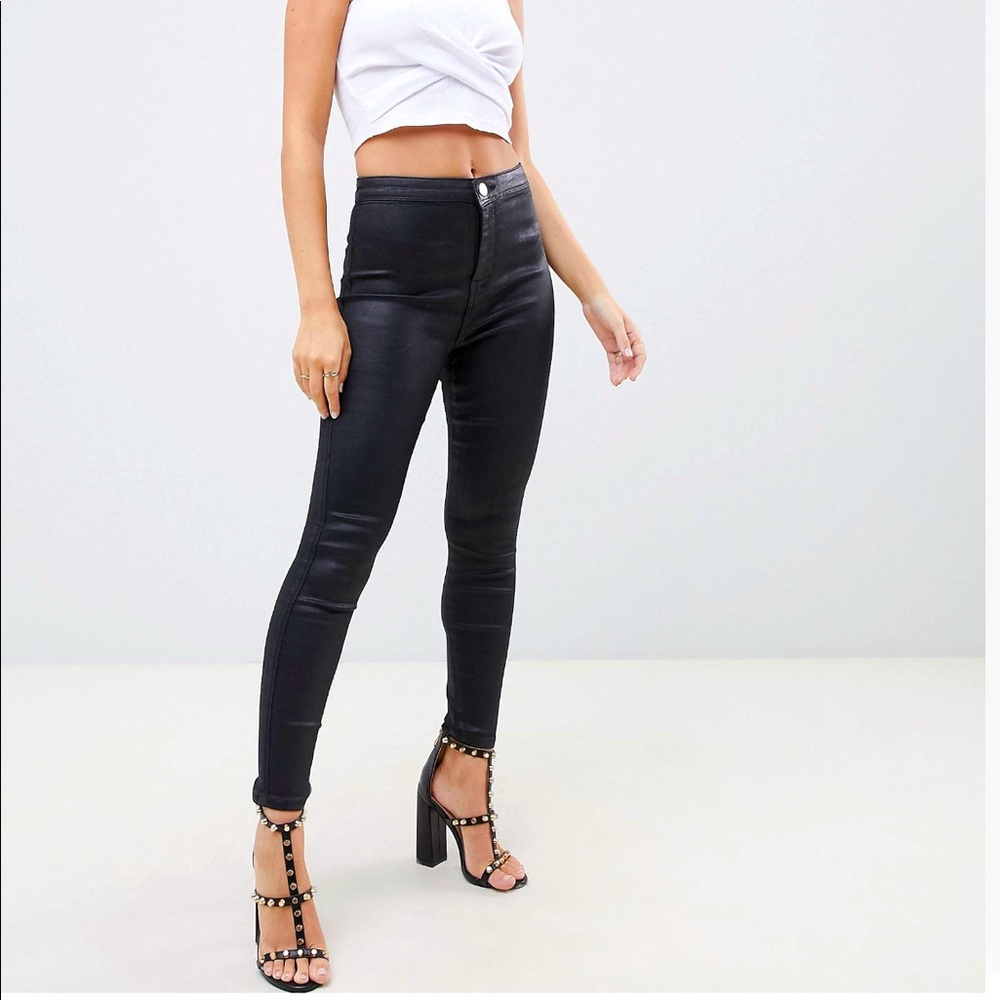 NWOT- ASOS Petite highwaisted coated jeggings